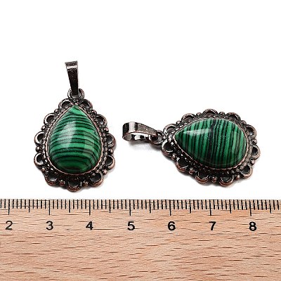 Synthetic Malachite Teardrop Pendants G-K363-01R-23-1