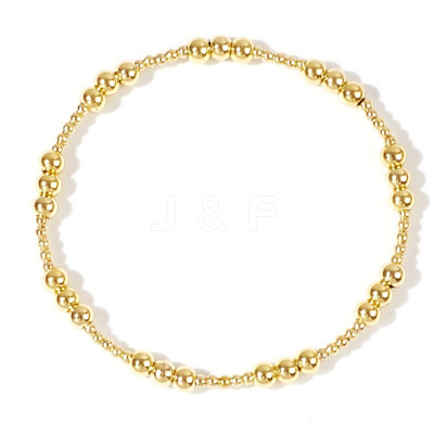 Bohemia Brass Round Beaded Stretch Bracelets TK0566-12-1