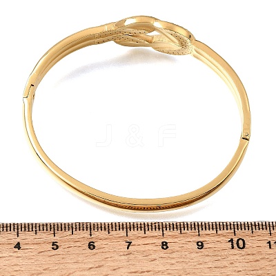 304 Stainless Steel Crystal Rhinestone Knot Hinged Cuff Bangles for Women SA-CBAF851-09G-1