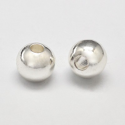 Rack Plating Brass Round Spacer Beads X-KK-I601-4mm-S-RS-1