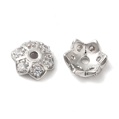 Brass Micro Pave Cubic Zirconia Bead Caps KK-E068-VF851-1-1