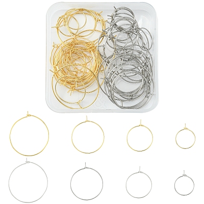 64Pcs 8 Style 316 Surgical Stainless Steel Wine Glass Charms Rings STAS-FS0001-32-1