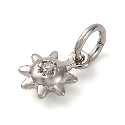 Brass Micro Pave Cubic Zirconia Sun Charms KK-P308-66P-1