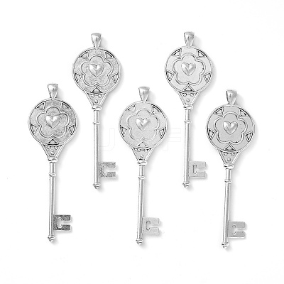 Tibetan Style Alloy Key Pendant Cabochon Bezel Settings X-PALLOY-J494-51AS-1