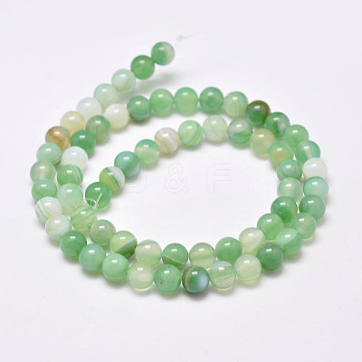 Natural Striped Agate/Banded Agate Bead Strands G-G962-6mm-02-1