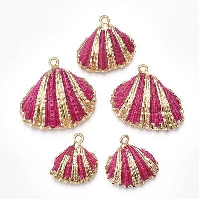 Spray Paint & Electroplate Sea Shell Pendants SSHEL-S262-09K-1