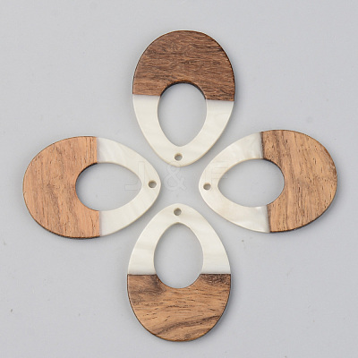 Opaque Resin & Walnut Wood Pendants RESI-S389-014A-C04-1