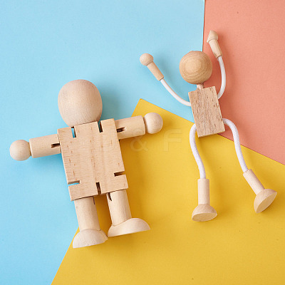 Unfinished Blank Wooden Robot Toys AJEW-TA0001-03-1