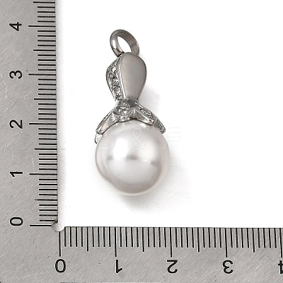 304 Stainless Steel & ABS Plastic Pearl Memorial Pendants PL-CBA387B-01P-1