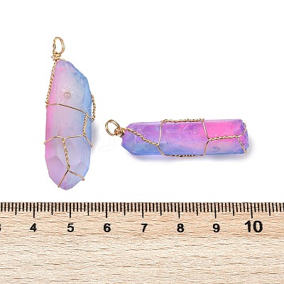 16Pcs Electroplated Raw Rough Natural Quartz Crystal Pendants PALLOY-AB00115-1