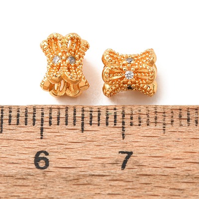 Brass Micro Pave Clear Cubic Zirconia Beads KK-CBA25B2-06G-1