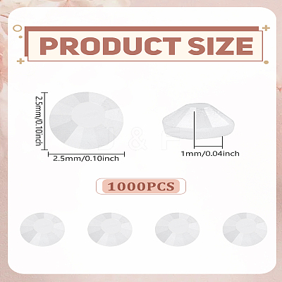 1000Pcs Glass Rhinestone Cabochons DIY-LP0002-52D-1