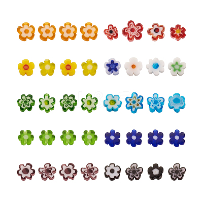 300Pcs 10 colors Handmade Millefiori Glass Beads LAMP-TA0002-05-1