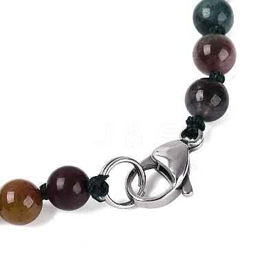 Natural Indian Agate Flower Pendant Necklaces NJEW-N064-08H-1