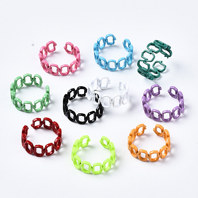 Spray Painted Brass Cuff Rings RJEW-S044-148-1