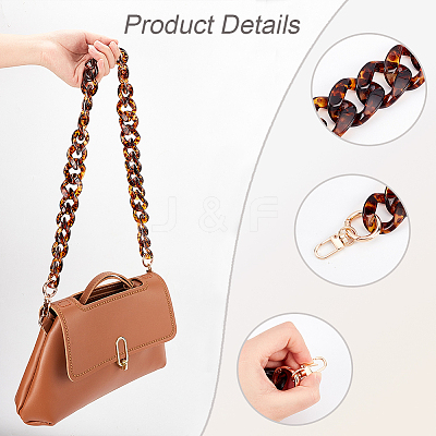 Leopard Print Pattern Acrylic Curb Chain Bag Handles FIND-WH0120-04A-1