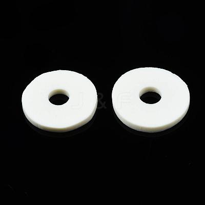 Flat Round Handmade Polymer Clay Beads CLAY-R067-12mm-21-1