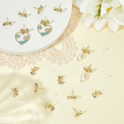 60Pcs Bowknot Alloy Stud Earring Findings FIND-BBC0004-63B-1