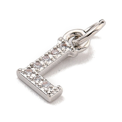Initial Letter Brass with Cubic Zirconia Charms KK-Q814-26L-P-1