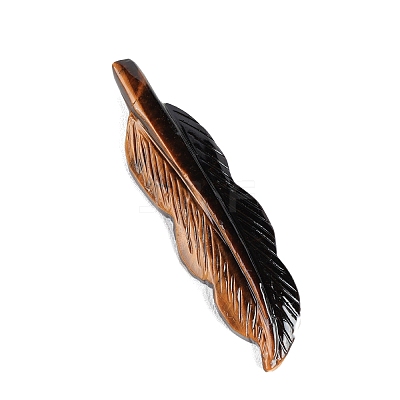 Natural Tiger Eye Carved Feather Figurines Statues for Home Office Desktop Decoration PW-WGB7357-05-1