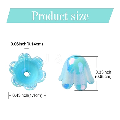 15 Styles UV Plating & Opaque Iridescent Acrylic Bead Caps MACR-YW0003-08-1
