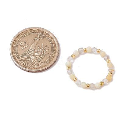 Natural Rutilated Quartz Beaded Stretch Rings RJEW-JR00867-05-1