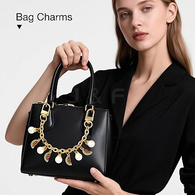 4Pcs 4 Styles Alloy Rhinestone with Acrylic Pearl Bead Charm Cable Chain Bag Decorative Chains HJEW-FS00060-01-1