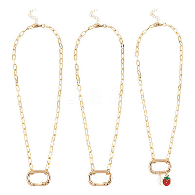 2Pcs Oval Brass Paperclip Chains Pendant Decorations NJEW-TAC0047-1