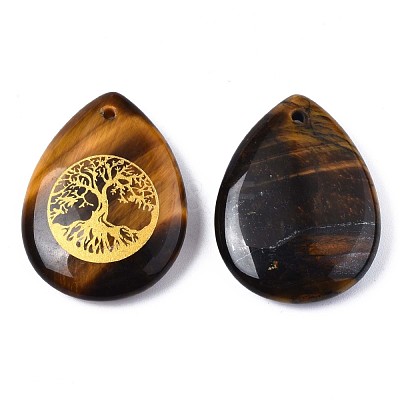 Natural Tiger Eye Pendants G-T122-71C-1