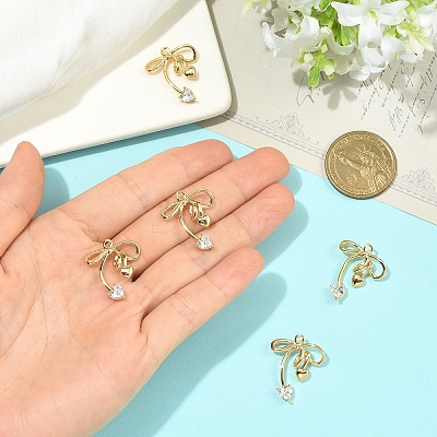 5Pcs Brass Micro Pave Clear Cubic Zirconia Pendants KK-YW0004-13-1