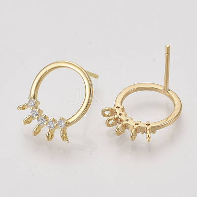 Brass Cubic Zirconia Stud Earring Findings KK-S350-026-1