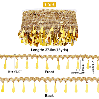 Ethnic Style Sparkle Polyester Ribbon OCOR-WH0077-02-1