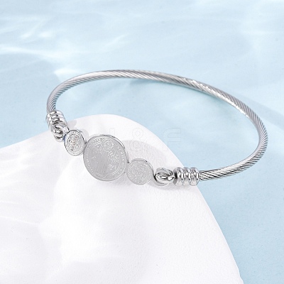 Religion 304 Stainless Steel Bangles for Women BJEW-K280-01P-1