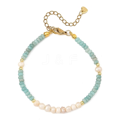 Natural Amazonite & Natural Cultured Freshwater Pearl Bead Bracelets & Necklaces Sets SJEW-JS01386-1