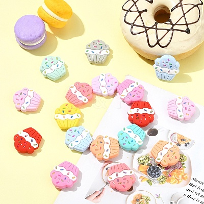 11Pcs 11 Colors Ice Cream Silicone Focal Beads SIL-YW0003-63-1
