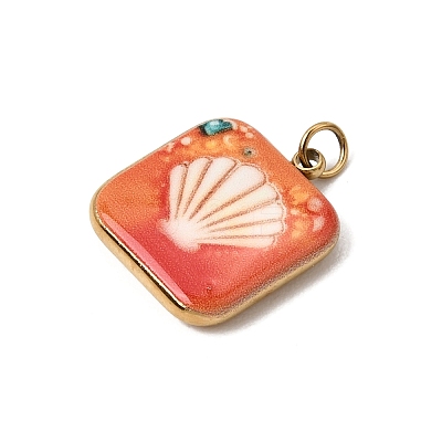 Printed 304 Stainless Steel Pendants SA-CBACFAA-03G-1