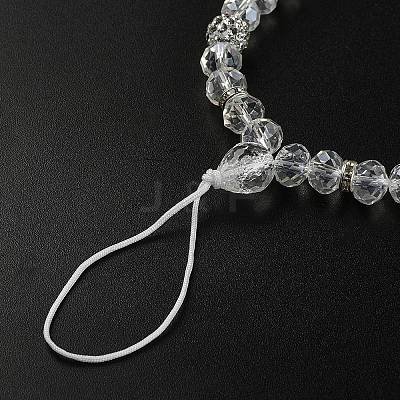 Rondelle Glass & Polymer Clay Rhinestone Beads Phone Hand Strap Chains HJEW-YW0001-05D-1