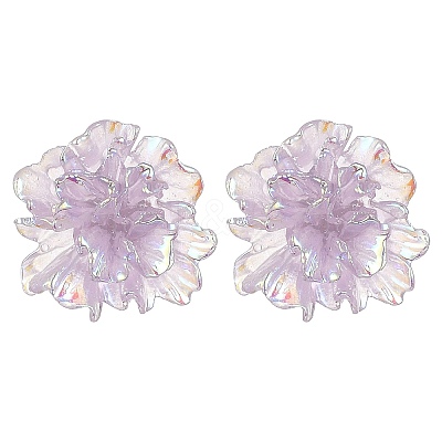 Resin Flower Stud Earrings with 304 Stainless Steel Pins EJEW-JE05359-01-1