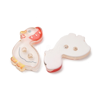 2-Hole Printed Transparent Resin Buttons RE-CBA858C-21-1