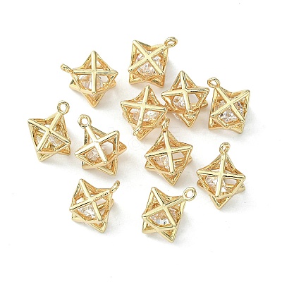 Brass Cubic Zirconia Charms KK-G462-50KCG-1