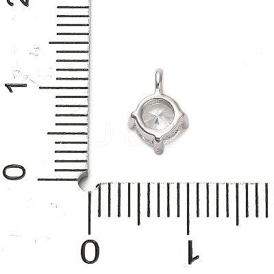 925 Sterling Silver Clear Cubic Zirconia Flat Round Charms STER-U009-07P-02-1