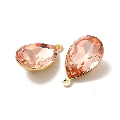 Real 18K Gold Plated Brass with Glass Pendants KK-177-22G-02-1