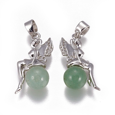 Natural Green Aventurine Pendants G-L512-E09-1