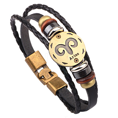 Braided Leather Cord Retro Multi-strand Bracelets BJEW-L616-20A-1