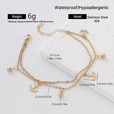 304 Stainless Steel Charm 2-Strand Bracelets for Women ER2642-6-1