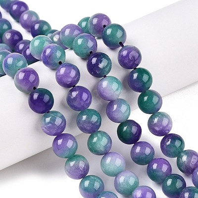 Dyed Natural White Jade Beads Strands G-T138-10mm-210-8-1
