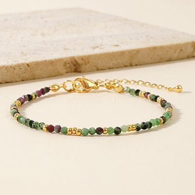 Bohemian Style Natural Mixed Gemstone Round Beaded Bracelets for Women YR2186-4-1