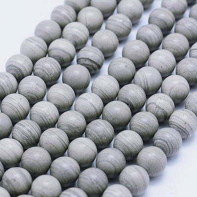 Natural Silver Line Jasper Beads Strands G-F531-10mm-O-1