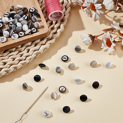96Pcs 6 Colors 1-Hole Cloth Buttons BUTT-BC0001-09-1