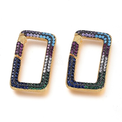 Brass Micro Pave Cubic Zirconia Spring Gate Rings KK-M206-07G-01-1